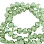 Top Facet kralen 8x6mm disc Citrus green-pearl shine coating